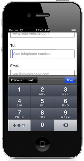 iphone tel keyboard css