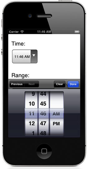 iphone time picker css