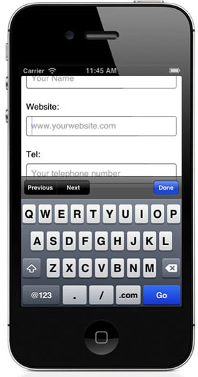 iphone css url keyboard